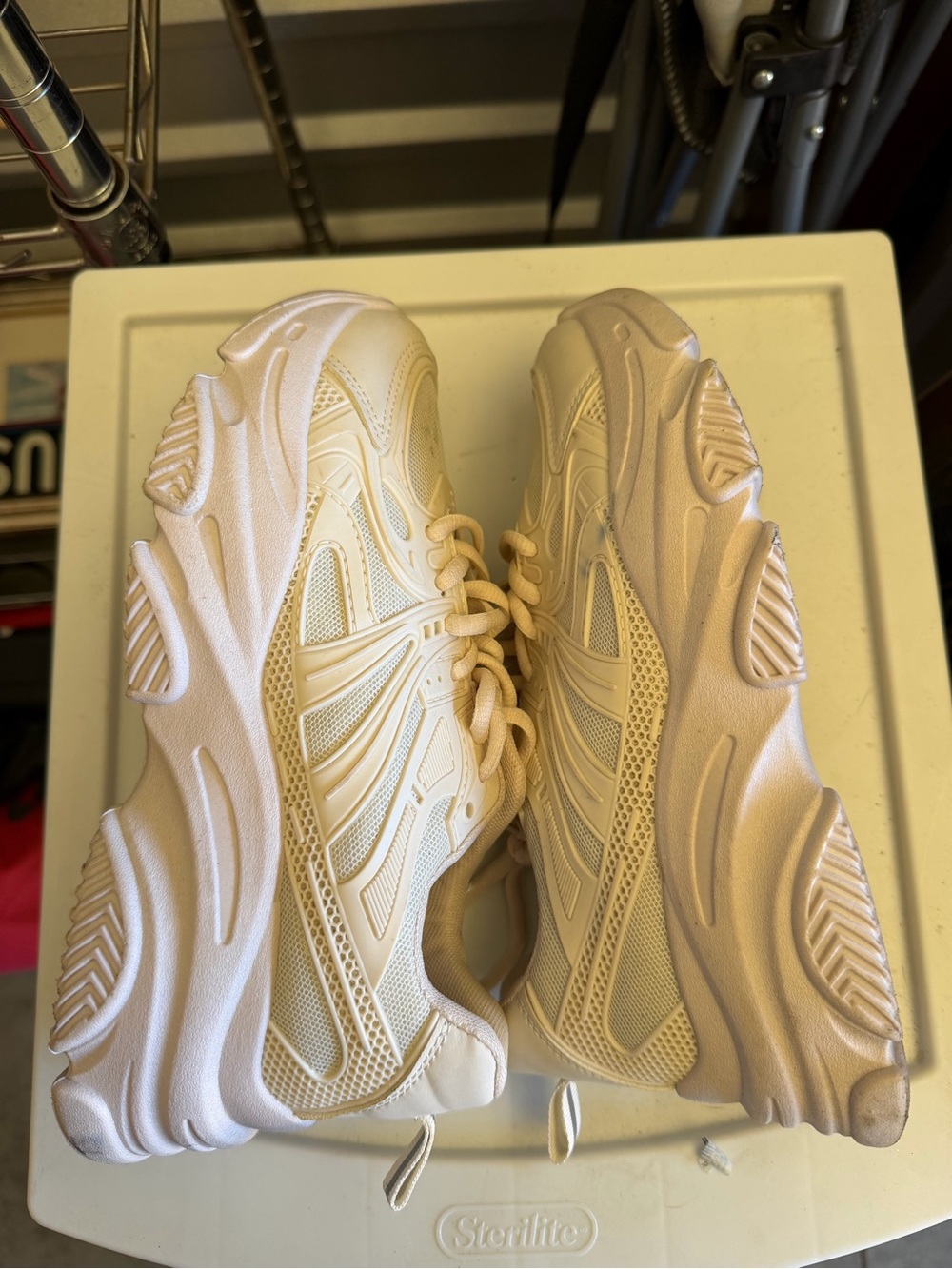 Madden Girl Cream Lace-Up Platform Sneakers